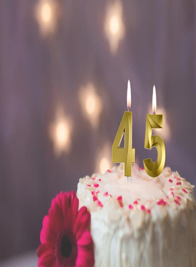 Qj-solar شموع ذهبية لعيد الميلاد 45 و 54، زينة كعكة عيد الميلاد 45 و 54، شموع كعكة عيد الميلاد 45 للرجال أو النساء - Image 3